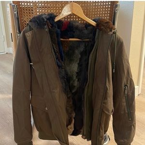 Overland Dinah canvas/rabbit lined/fox fur hood jacket